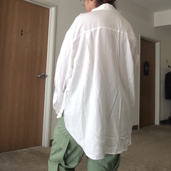 100% Tencel Lyocell Oversized High-Low Drop Shoulder Button Through Shirt Pocket - Picture 15 of 15